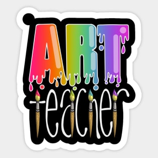 Art Teacher with Paintbrushes and Paint Drip Sticker